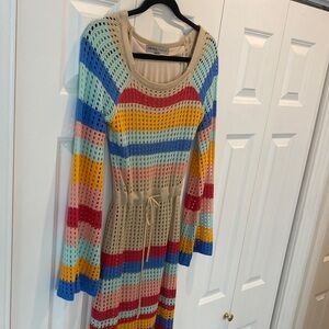 Absolutely Famous Multicolor Striped Long Sleeve Dress